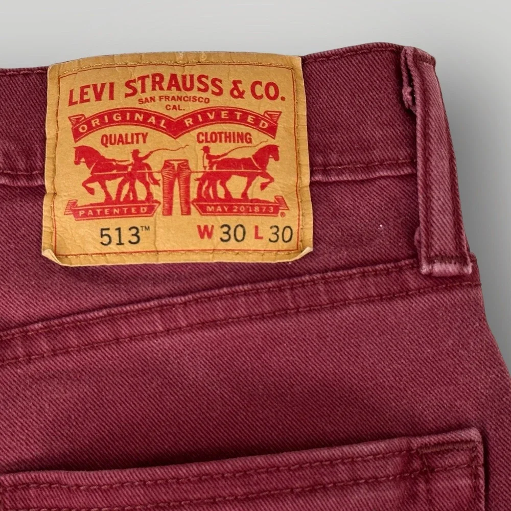 Levi's 513 Jeans Men's 30x30‎ Straight Leg Red Pants White Tab